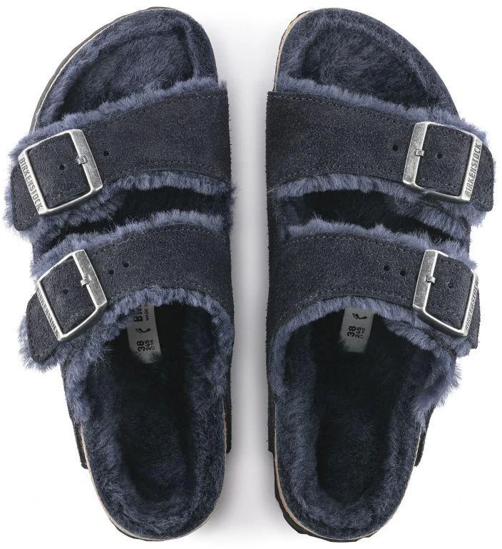 Birkenstock Arizona VL Shearling Midnight Suede Leather Wide Regular Šlepetės (1020592)