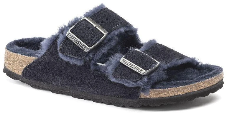 Birkenstock Arizona VL Shearling Midnight Suede Leather Wide Regular Šlepetės (1020592)