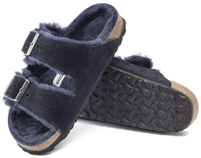 Birkenstock Arizona VL Shearling Midnight Suede Leather Wide Regular Šlepetės (1020592)