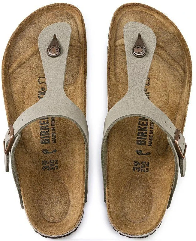 Birkenstock Gizeh Birko-Flor Nubuck Stone vyriškos šlepetės per pirštą, plati pėda, pilkos (43391)