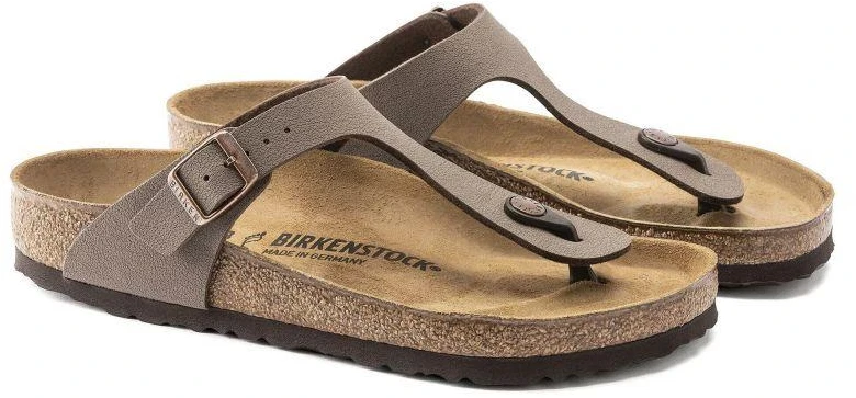 Birkenstock Gizeh Birko-Flor Nubuck Stone vyriškos šlepetės per pirštą, plati pėda, pilkos (43391)