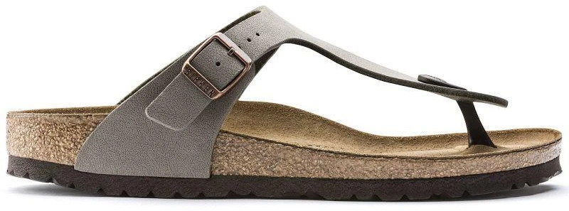 Birkenstock Gizeh Birko-Flor Nubuck Stone vyriškos šlepetės per pirštą, plati pėda, pilkos (43391)