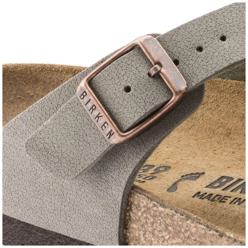 Birkenstock Gizeh Birko-Flor Nubuck Stone vyriškos šlepetės per pirštą, plati pėda, pilkos (43391)
