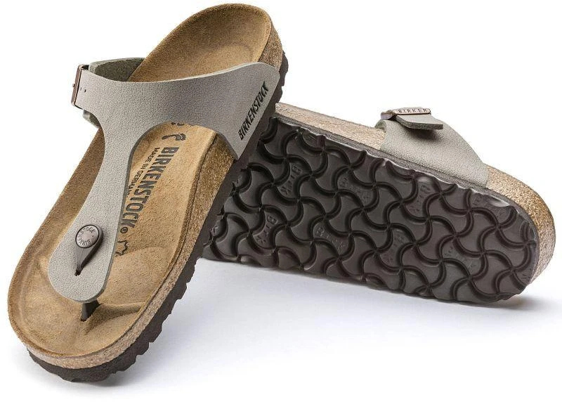 Birkenstock Gizeh Birko-Flor Nubuck Stone vyriškos šlepetės per pirštą, plati pėda, pilkos (43391)