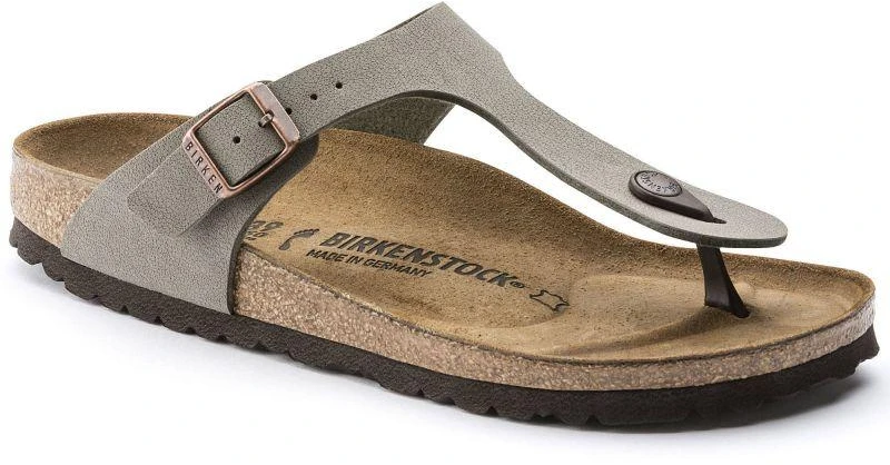 Birkenstock Gizeh Birko-Flor Nubuck Stone vyriškos šlepetės per pirštą, plati pėda, pilkos (43391)