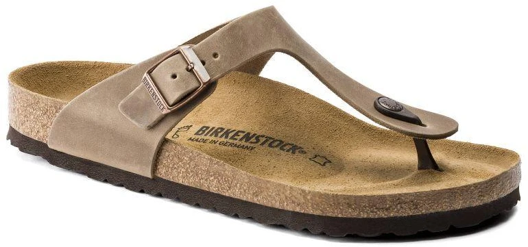 Birkenstock Gizeh Tobacco Brown siauros moteriškos šlepetės iš alyvuotos odos (0943813)