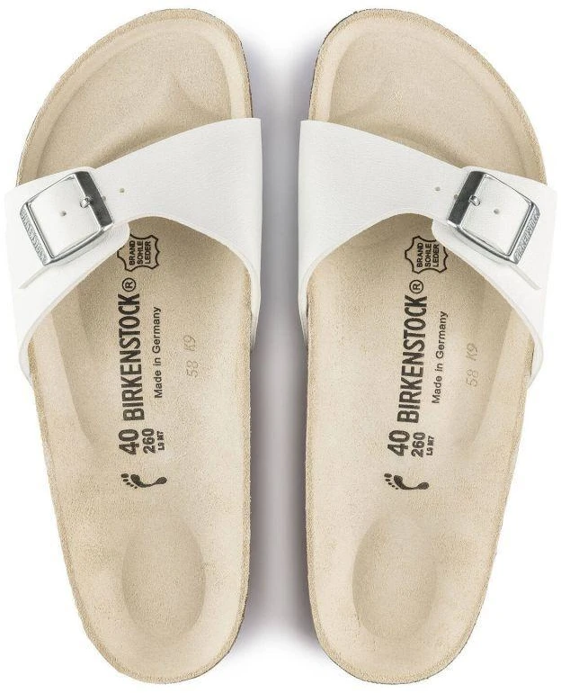 Birkenstock Madrid Birko-Flor Balta Balti Moteriškos Basutės, Įprastas Plotis (0040731)