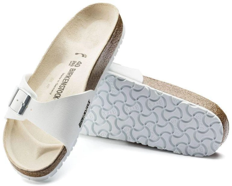 Birkenstock Madrid Birko-Flor Balta Balti Moteriškos Basutės, Įprastas Plotis (0040731)