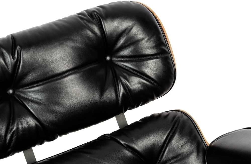 Biuro kėdė - fotelis su atrama kojoms LOUNGE HM SOFT PREMIUM SZEROKI, juodas, pagaminta iš natūralios odos