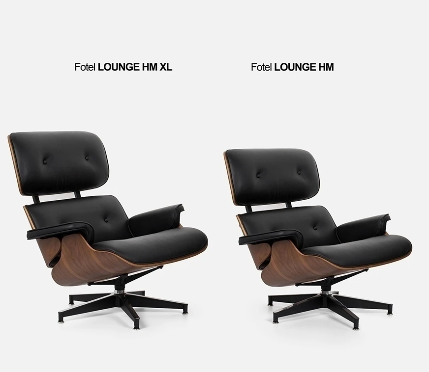 Biuro kėdė - fotelis su atrama kojoms LOUNGE HM XL, juodas, pagaminta iš natūralios odos