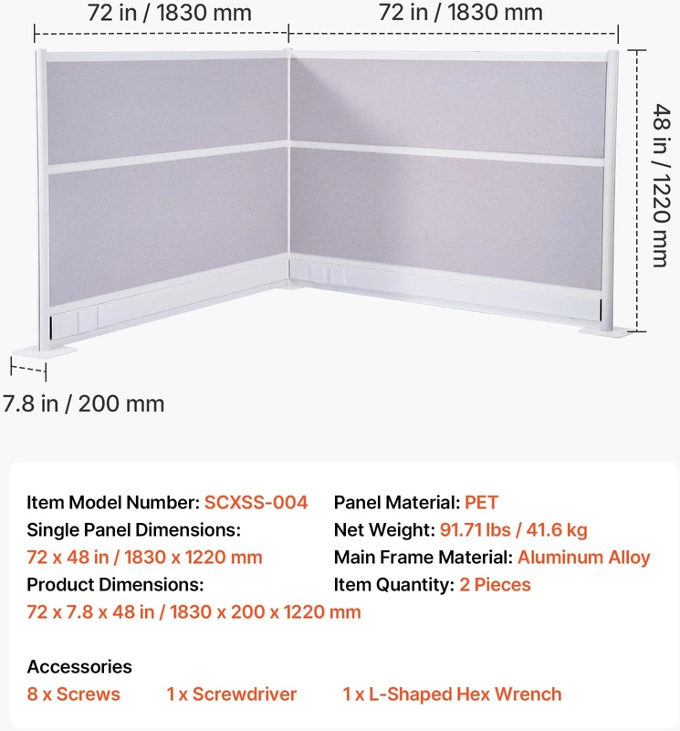 VEVOR Biuro pertvaros, 2 vnt., 1.83m x 1.22m