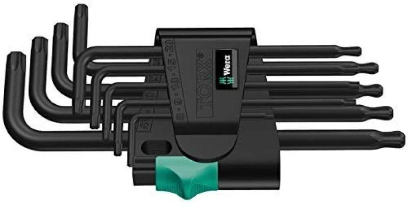 Šešiakampių raktų komplektas WERA, TX8-TX40 mm, TORX tipo, suapvalintu galu, BlackLaser, 9 vnt.