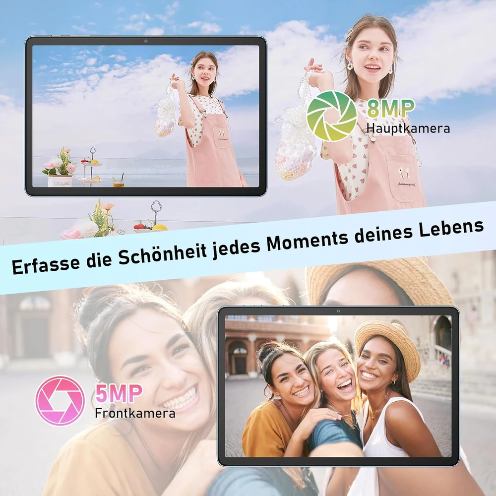 Planšetė Blackview TAB60 WiFi6 10.1 colio HD+IPS 800x1280 60Hz 4GB/128GB A523 aštuonių branduolių 1.8GHz kamera Priekinė 5MP Galinė 8MP 5100mAh Be įkroviklio Android 15 Sunny Sky Mėlyna