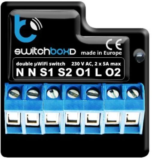 Blebox SwitchBoxD išmanus wifi 2 kanalų relinis jungiklis