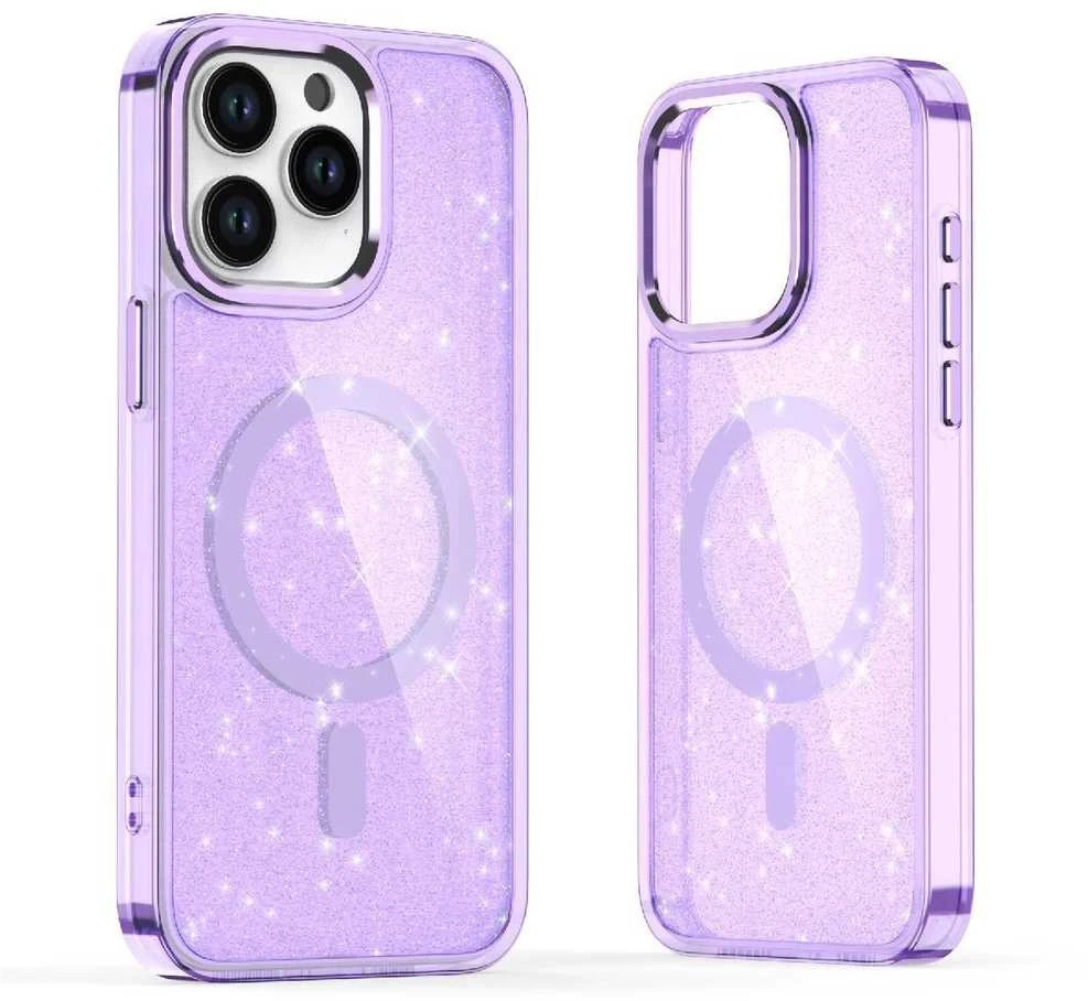 Hurtel Glitter MagSafe Apple iPhone 16 Plus – dėklas telefonui violetinės spalvos