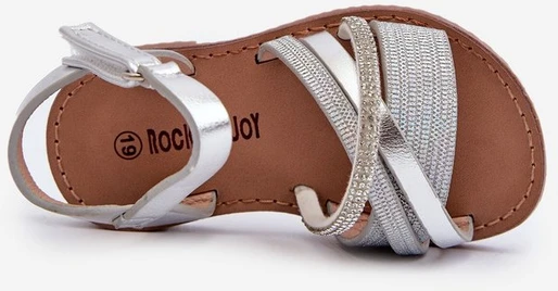 Blizgūs vaikiški sandalai su Velcro, Sidabrinis Delphina“
