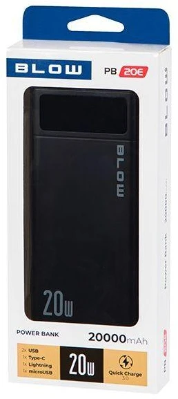 Blow Išorinė baterija 20000mAh QC+PD PB20E JUODA