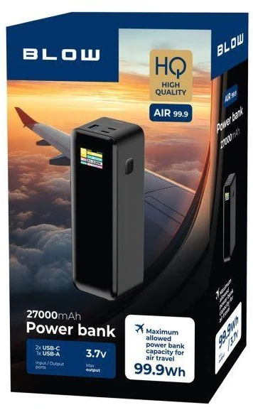 BLOW išorinė baterija 27000mAh PD 140W AIR99.9 juoda