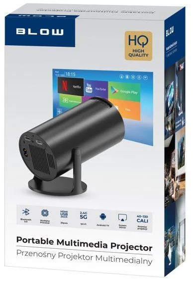 BLOW NEŠIOJAMAS PROJEKTORIUS ANDROIDTV HD CINEMA Juodas