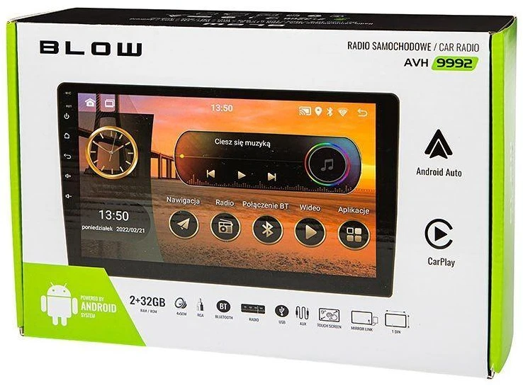 Automagnetola BLOW RADIJO GROTUVAS AVH-9992 2DIN 9" ANDROID/WIFI/GPS/ CARPLAY