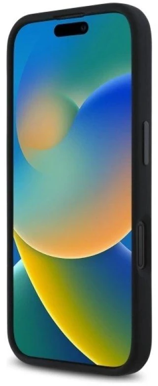 BMW BMHMP16S23SHEB Apple iPhone 16 6.1″ juodos spalvos kietas dėklas Silicone Hexagon Mėlyna Line MagSafe