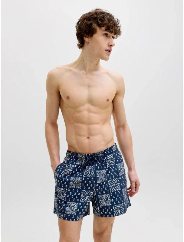 Blue Jack&Jones vyriški maudymosi šortai JPSTMAUI SHELL AOP SWIM SHORTS REG 12291808 PAGEENT Mėlynas