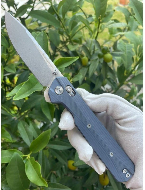Sulankstomas peilis KNIVESPL The First Sandvik 14C28N, mėlynas G10, Stonewashed/Satin