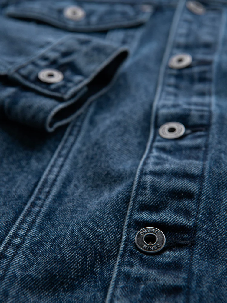 Men's denim katana jacket with washem - mėlynas V4 OM-JADJ-0219