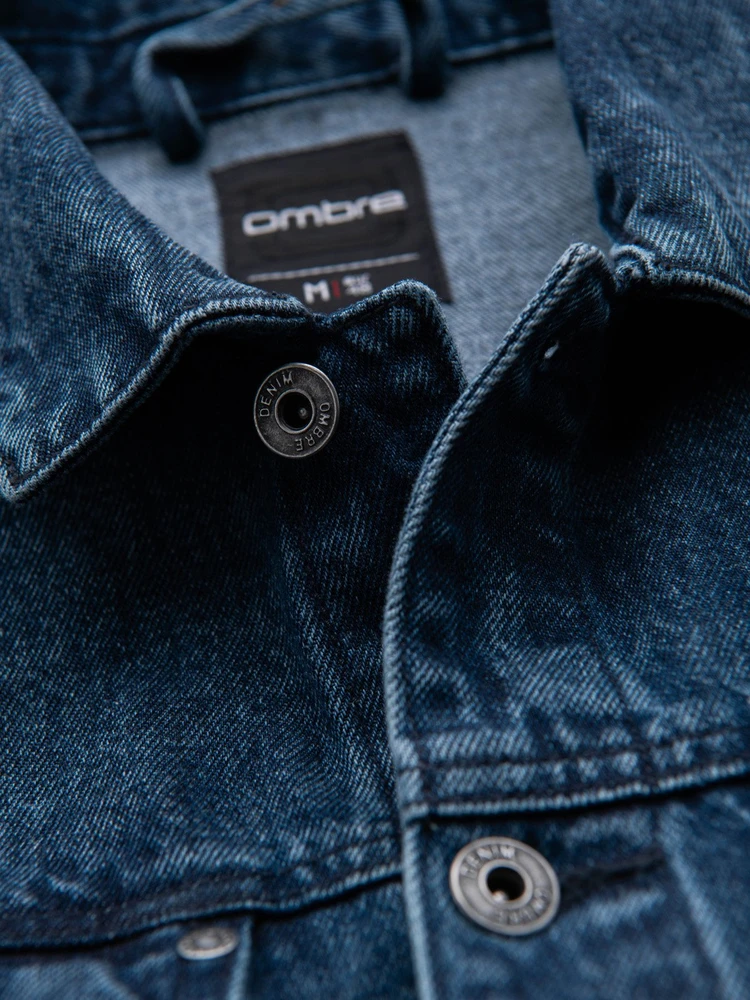 Men's denim katana jacket with washem - mėlynas V4 OM-JADJ-0219