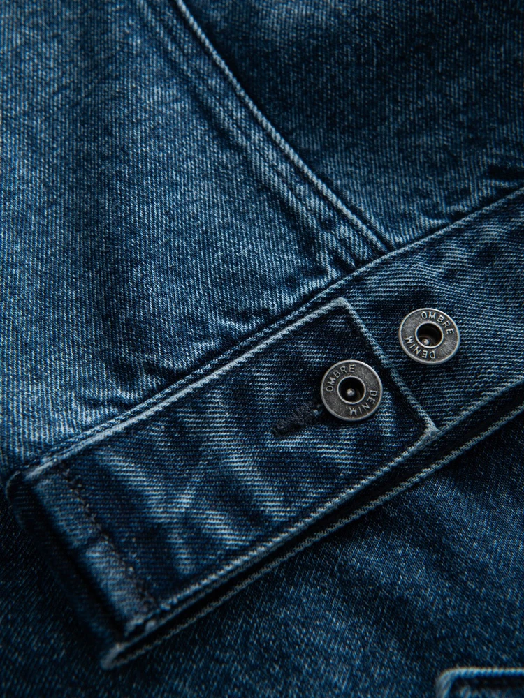 Men's denim katana jacket with washem - mėlynas V4 OM-JADJ-0219