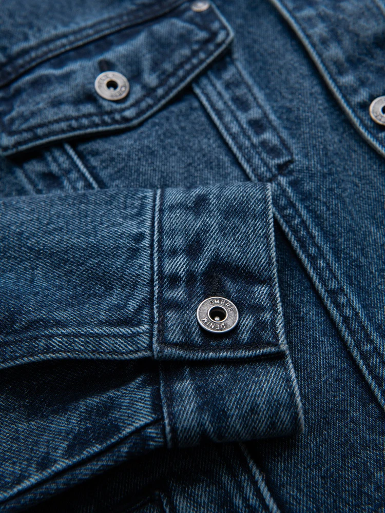 Men's denim katana jacket with washem - mėlynas V4 OM-JADJ-0219
