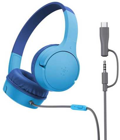 Belkin Mėlyna SOUNDFORM MINI WIRED ON-EAR - Ausinės - USB-C 3.5MM Mėlynas