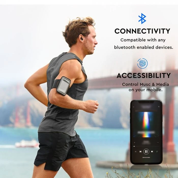 Ausinės V-tac Bluetooth ausinė, 55mAh, juoda.