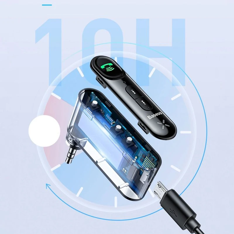 Baseus Qiyin AUX automobilinis Bluetooth imtuvas juodas