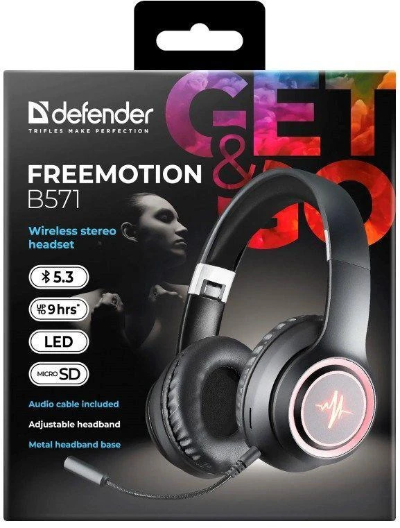 Ausinės DEFENDER BLUETOOTH FREEMOTION B571 Juodas LED