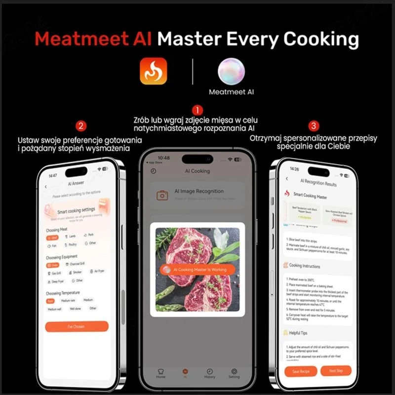 Bluetooth mėsos termometras Meatmeet S Pro, pilkas