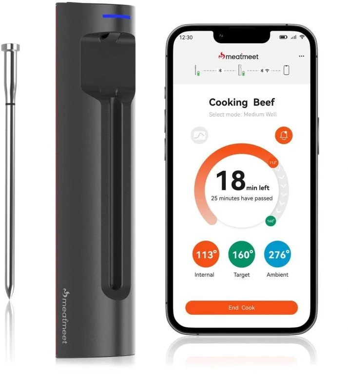 Bluetooth mėsos termometras Meatmeet S Pro, pilkas