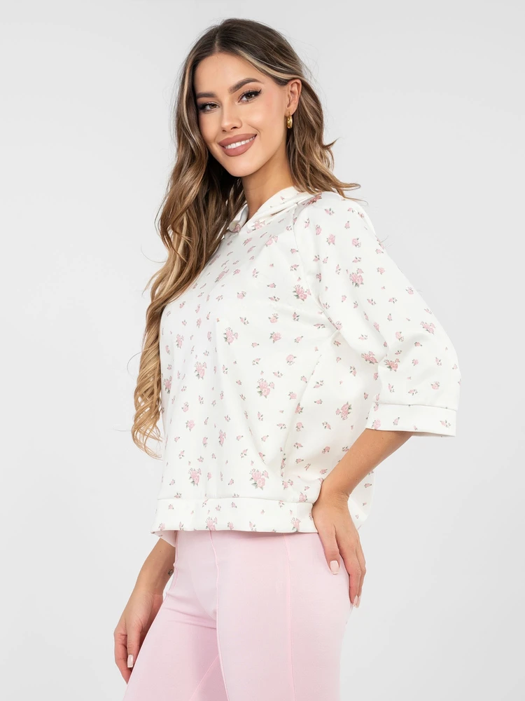Moteriškas džemperis 3/4 rankovė gėlėtas Italy Moda