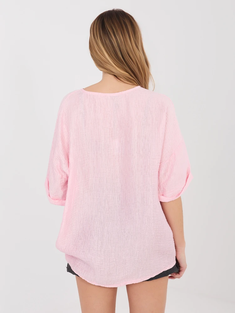 Moteriška palaidinė oversize šviesiai rožinė
