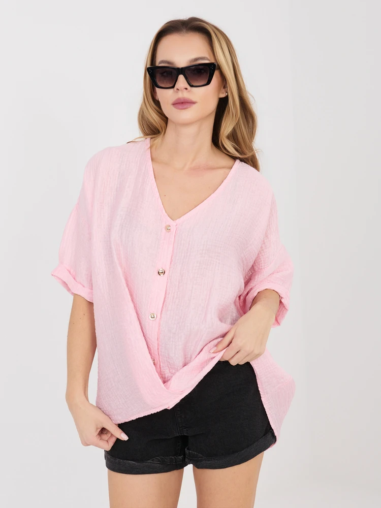 Moteriška palaidinė oversize šviesiai rožinė
