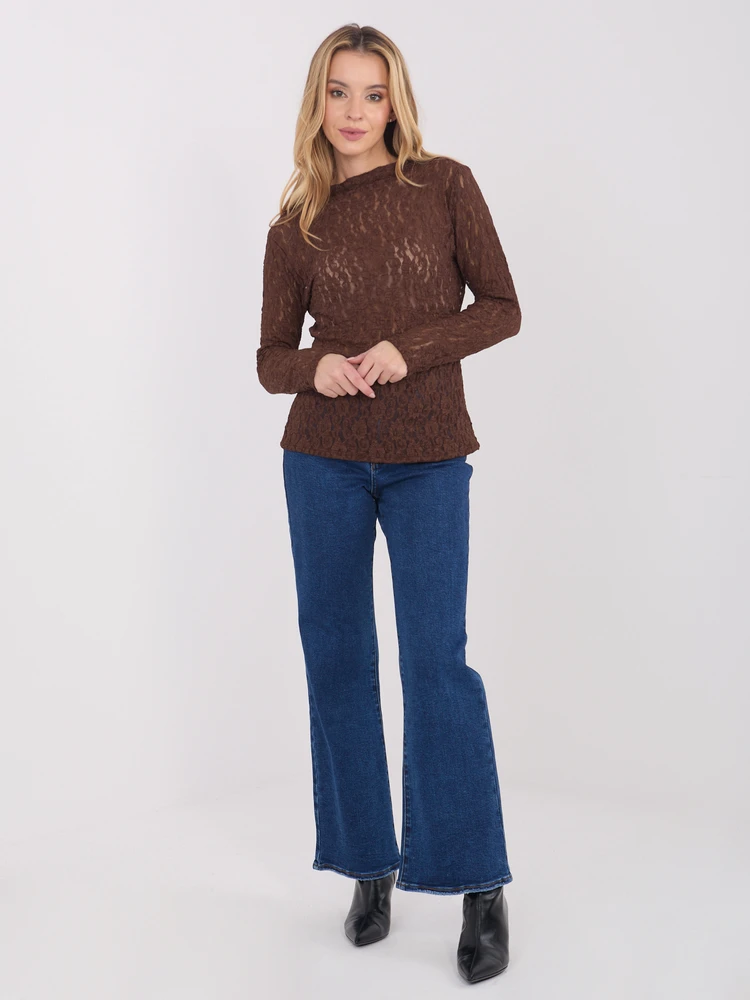 Palaidinė moteriška ruda su nėriniais IT-BZ