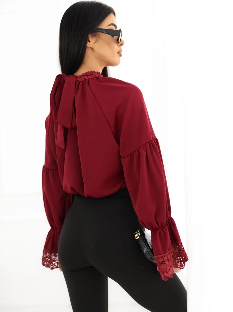 Moteriška proginė palaidinė su stačia apykakle Italy Moda, bordo