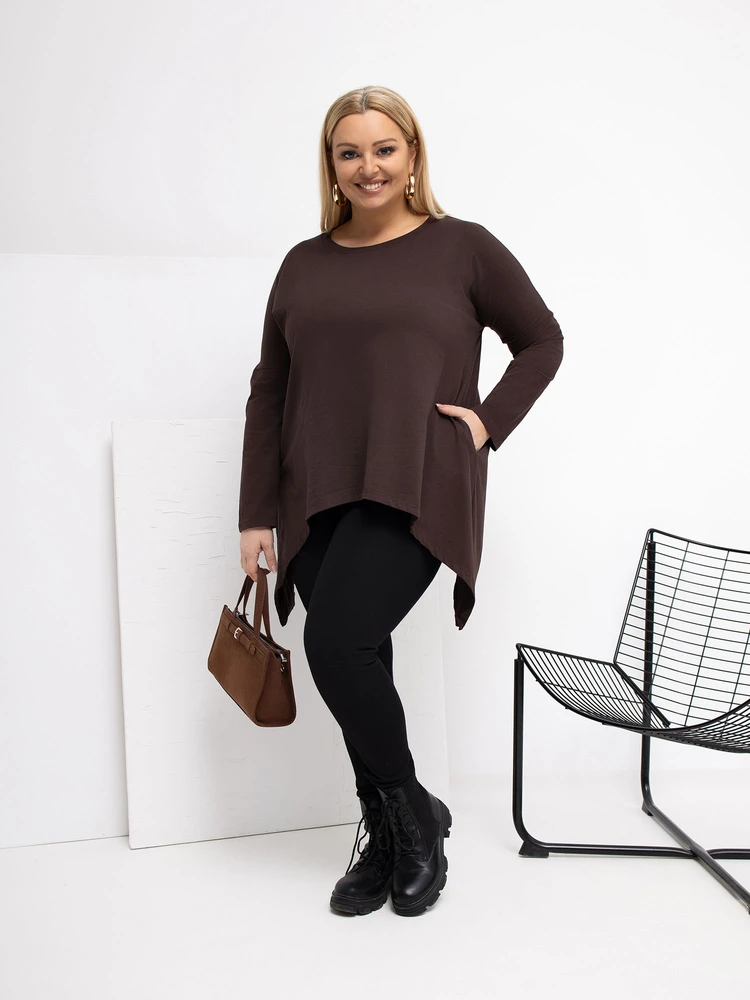 Tunika moterims plus size tamsiai ruda