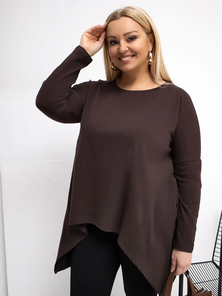 Tunika moterims plus size tamsiai ruda