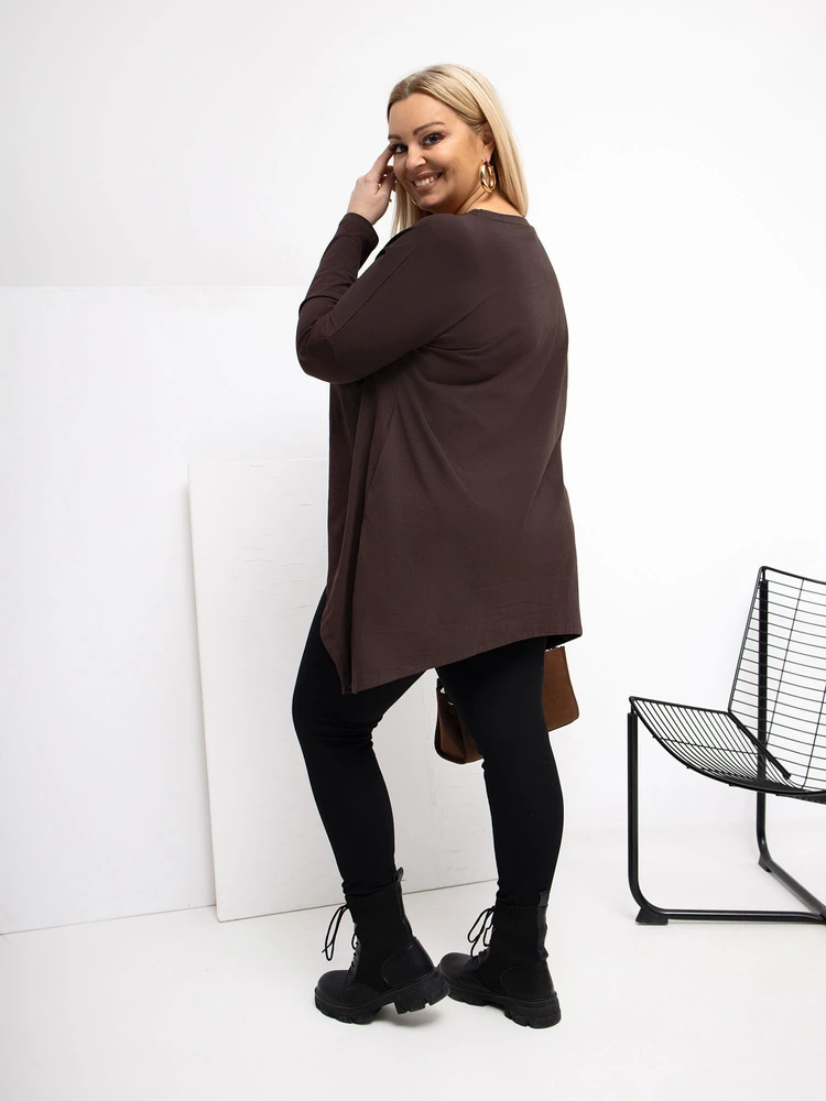Tunika moterims plus size tamsiai ruda