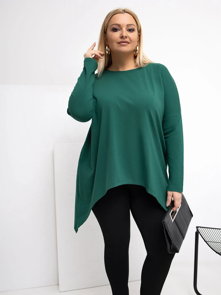 Tunika moterims plus size tamsiai žalia