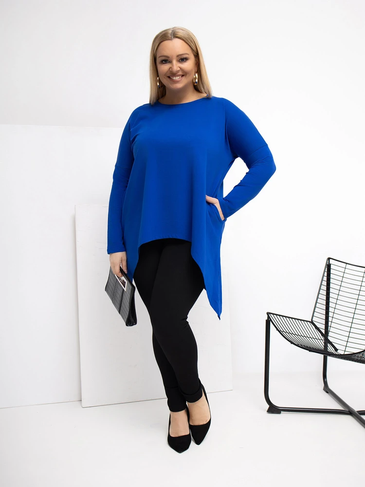 Tunika moterims plus size kobalto spalvos