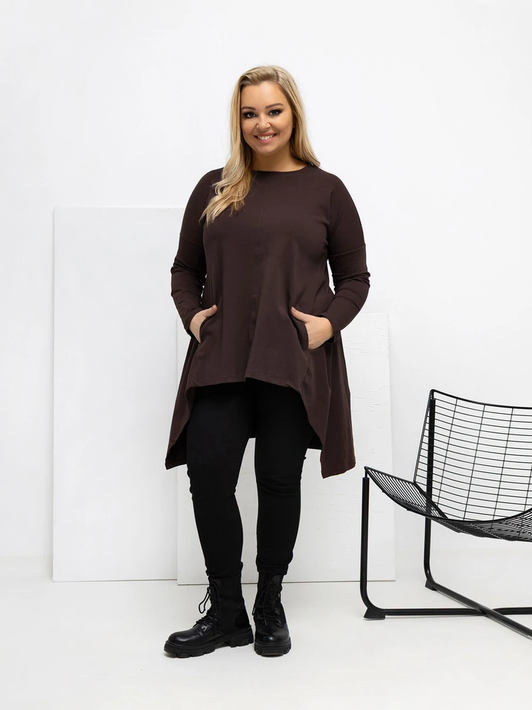 Palaidinė moteriška tamsiai ruda plus size RV