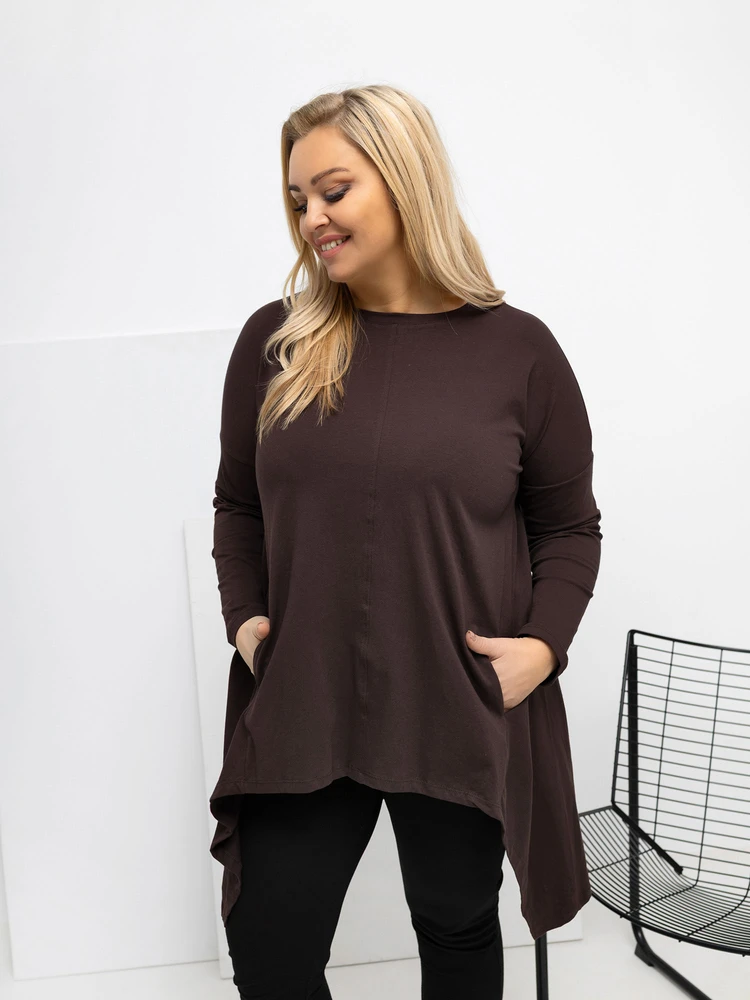Palaidinė moteriška tamsiai ruda plus size RV