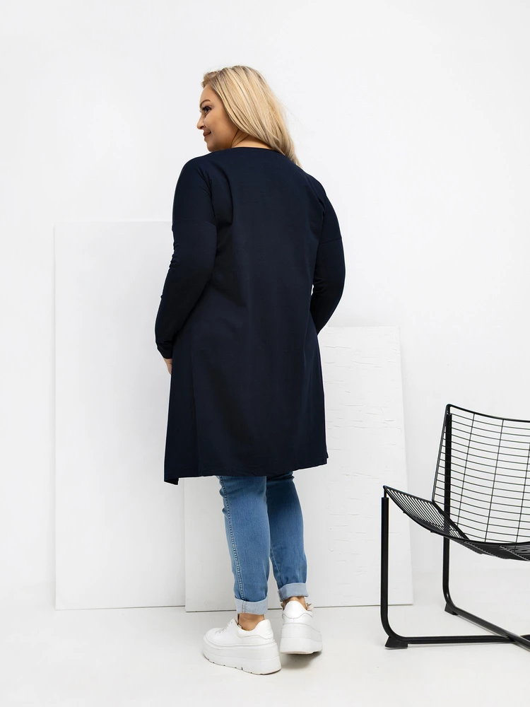 Palaidinė moteriška tamsiai mėlyna plus size RV